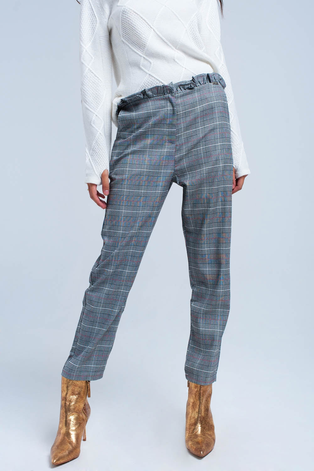 Q2 Pantalon en tejido Principe de Gales