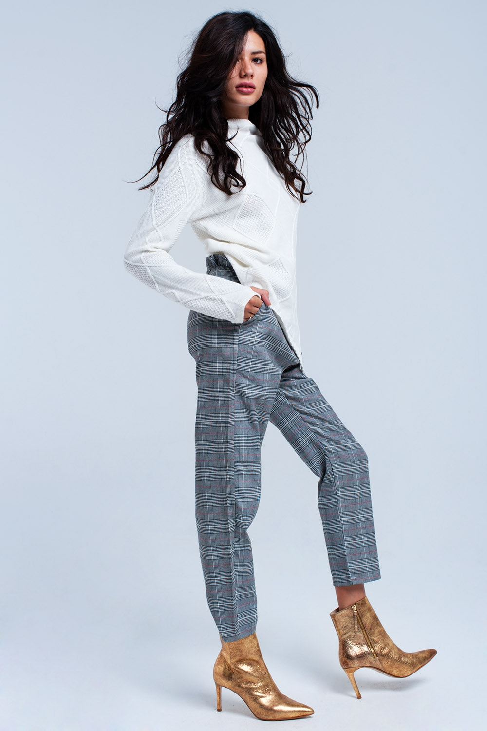 Pantalon en tejido Principe de Gales
