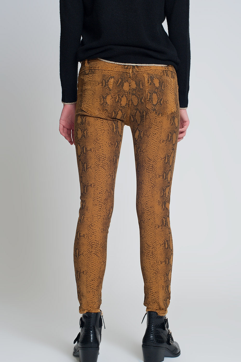 Pantalon estampado serpiente reversible en Mustard