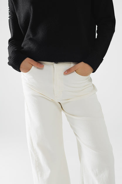 Pantalón extra ancho en color crema