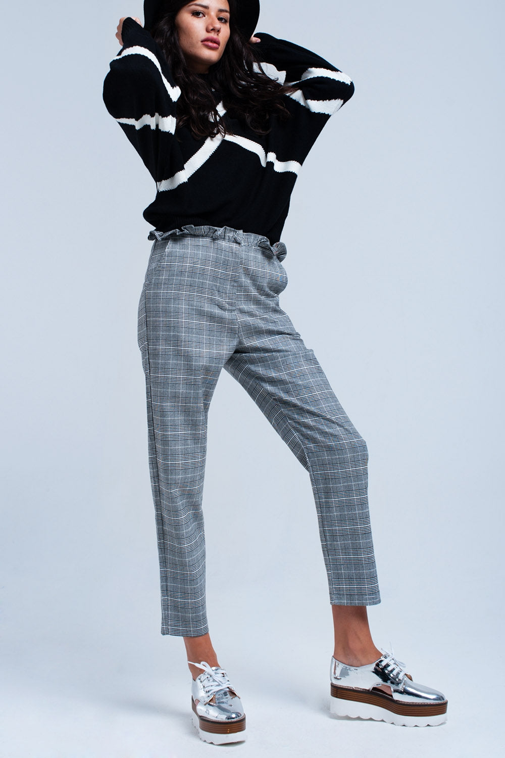 Pantalón gris en tejido Principe de Gales
