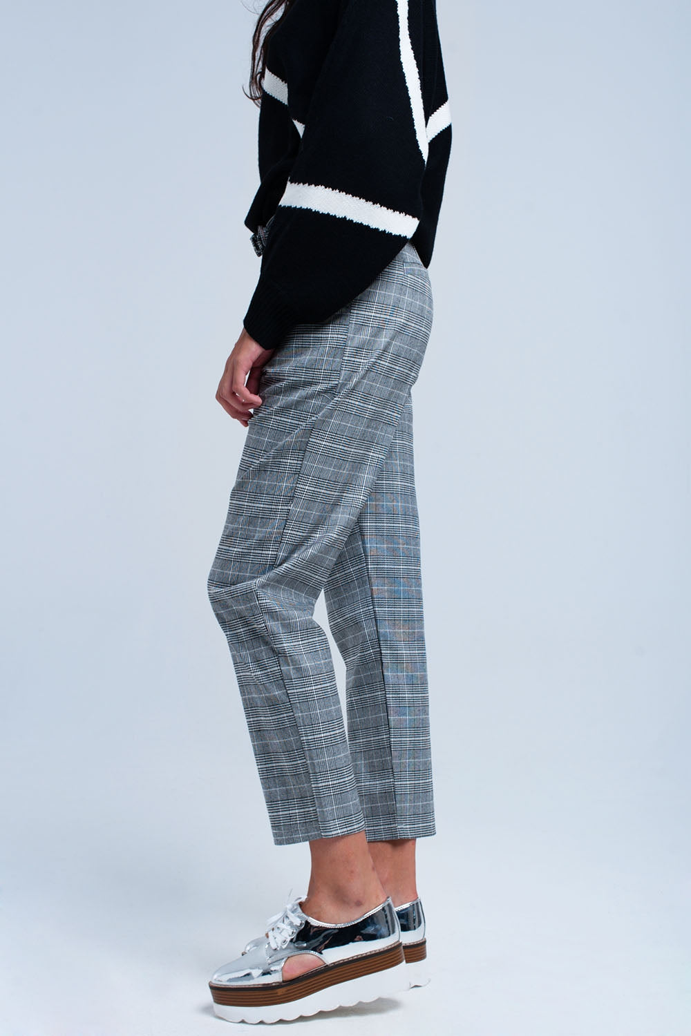 Pantalón gris en tejido Principe de Gales