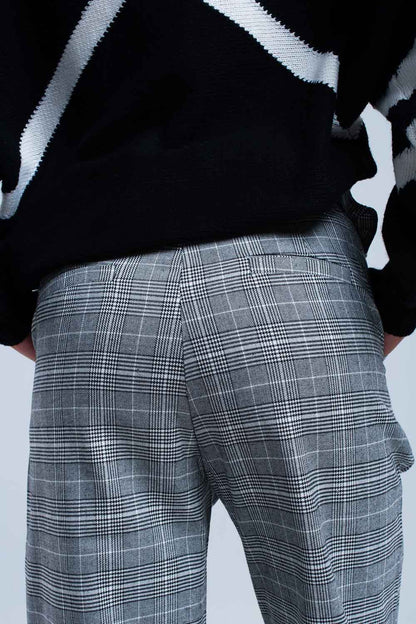 Pantalón gris en tejido Principe de Gales
