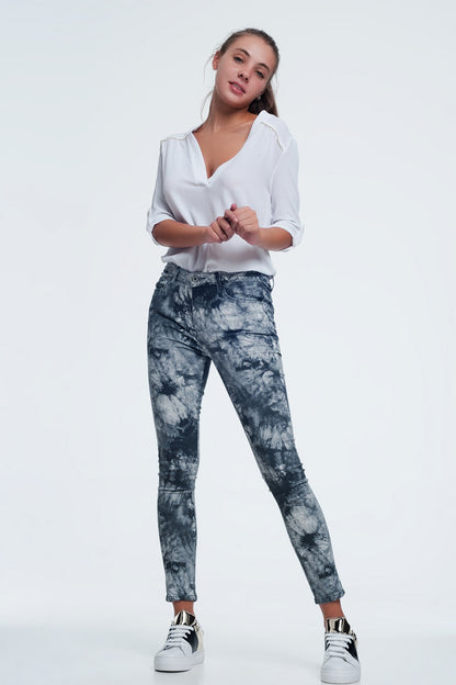 Pantalon gris slim teñido