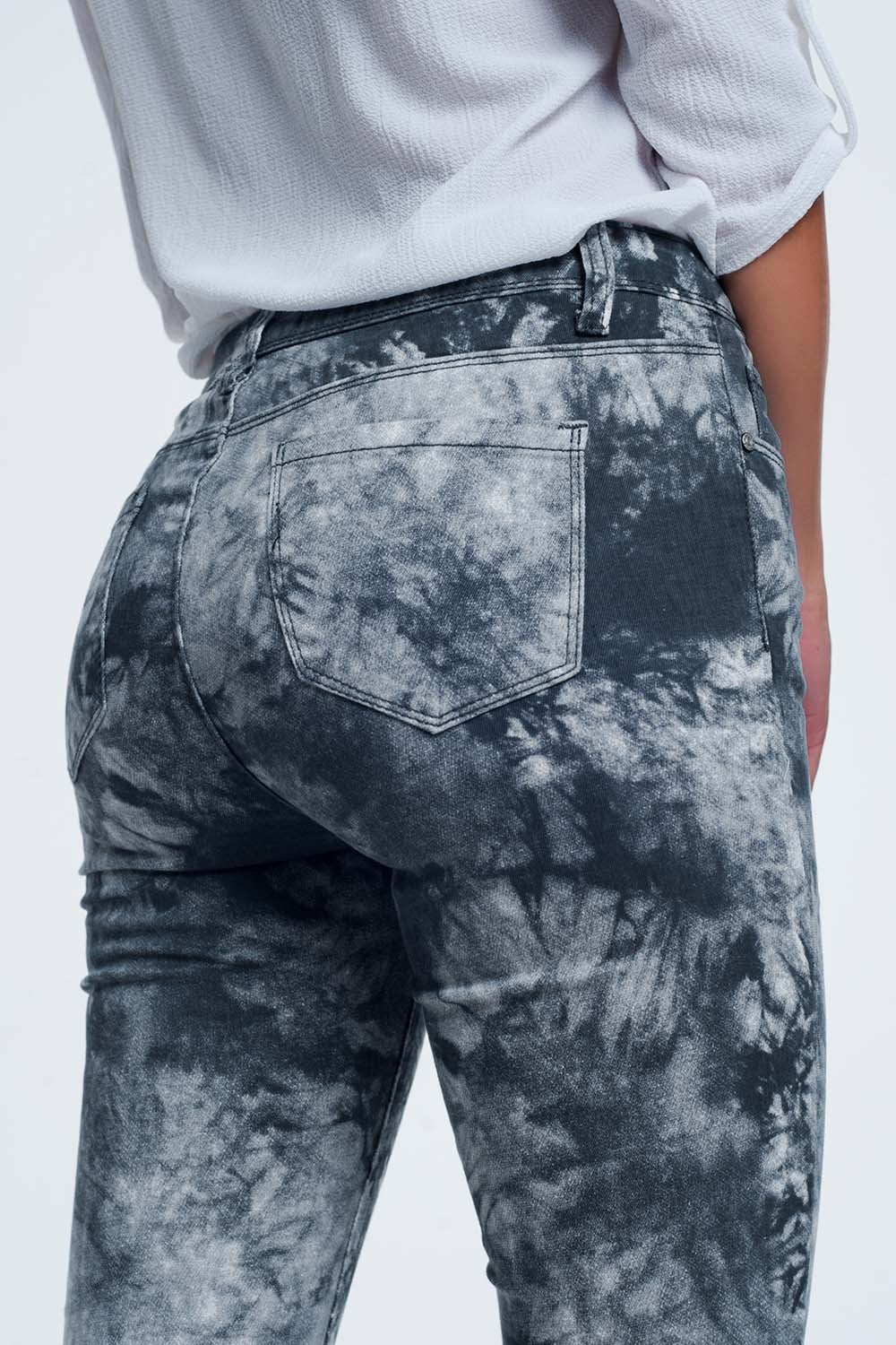 Pantalon gris slim teñido
