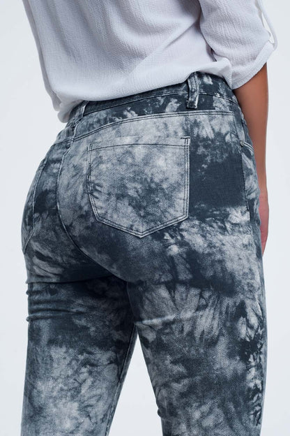 Pantalon gris slim teñido