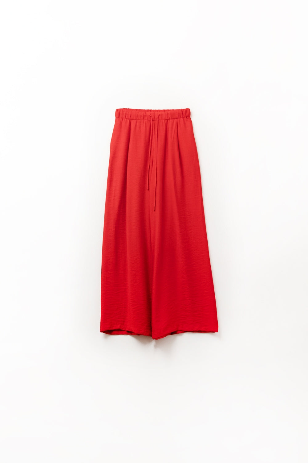 Pantalón rojo de pernera ancha en tejido de viscosa ligera