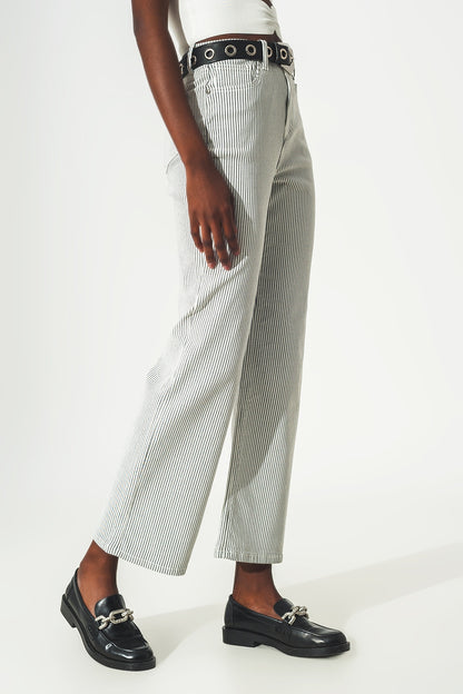 Pantalones acampanados a rayas grises