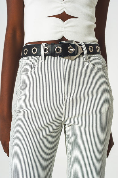 Pantalones acampanados a rayas grises