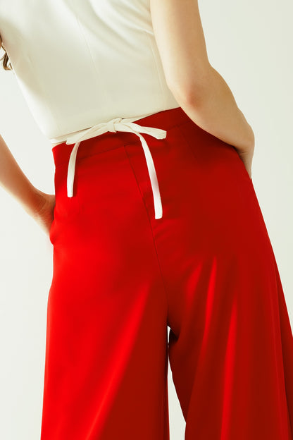 Pantalones acampanados amplios básicos rojos
