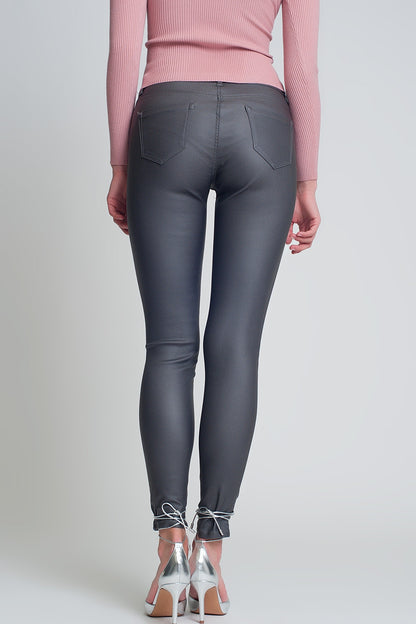 Pantalones ajustados de talle alto en gris