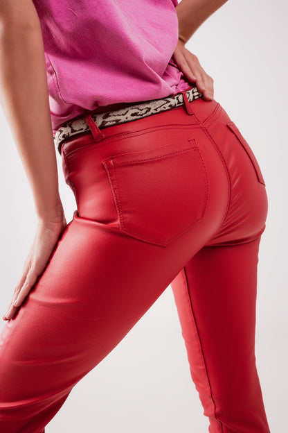 Q2 Pantalones ajustados de talle alto en rojo