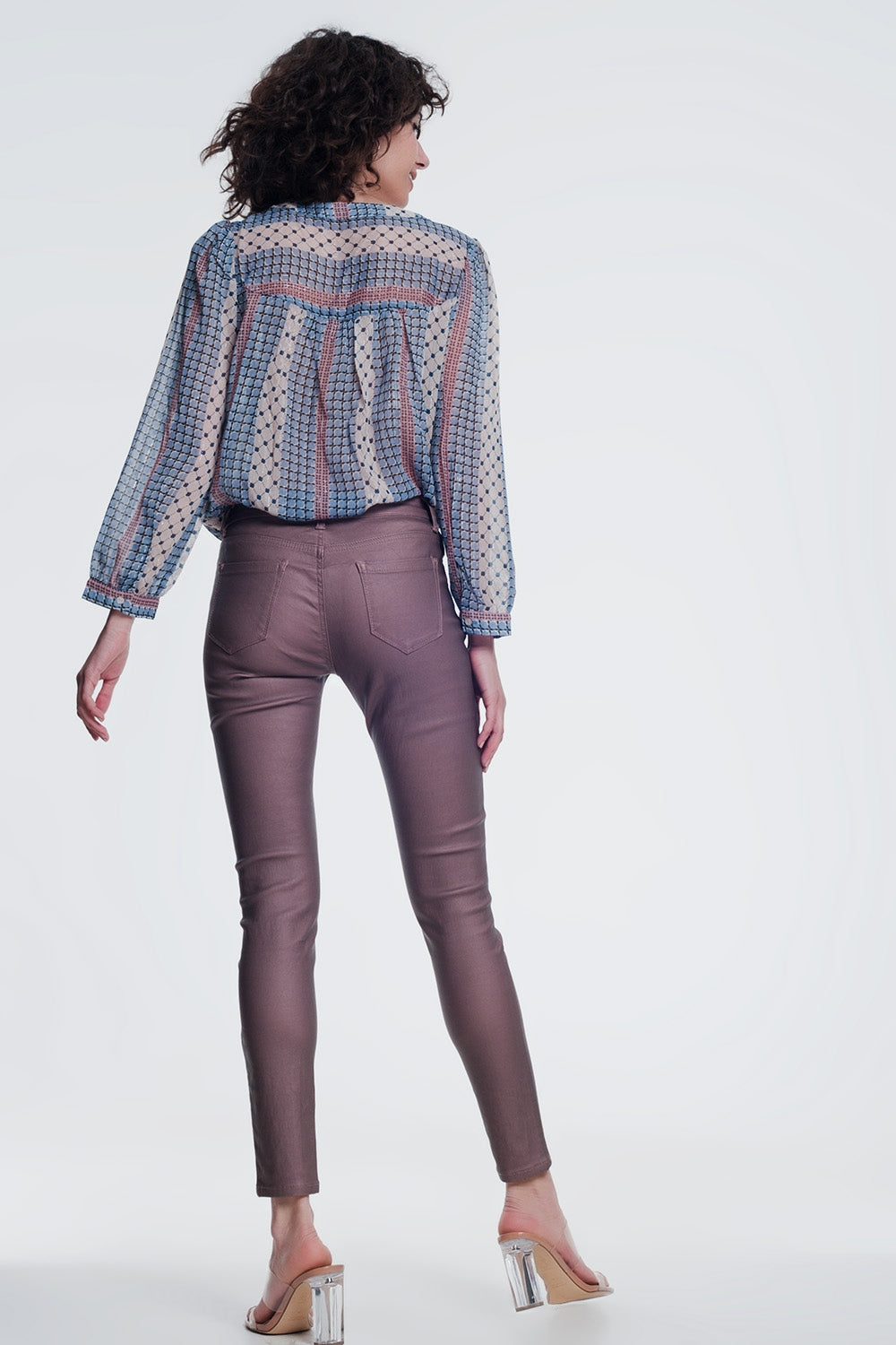 Pantalones ajustados de talle alto en rosa