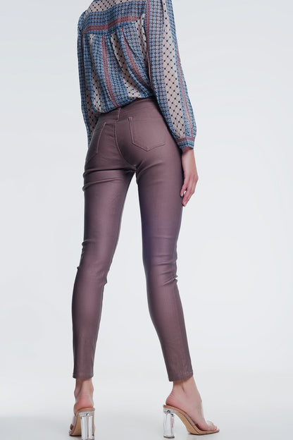 Pantalones ajustados de talle alto en rosa