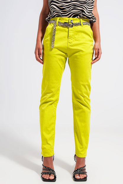 Pantalones amarillos de mezcla de algodón