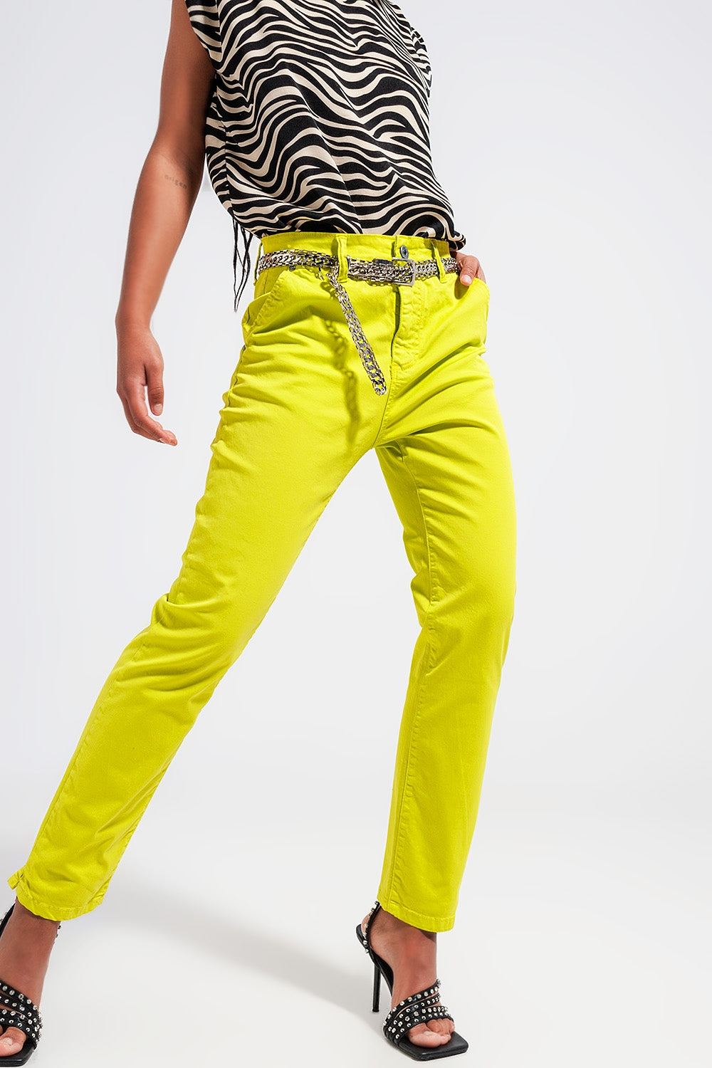 Pantalones amarillos de mezcla de algodón