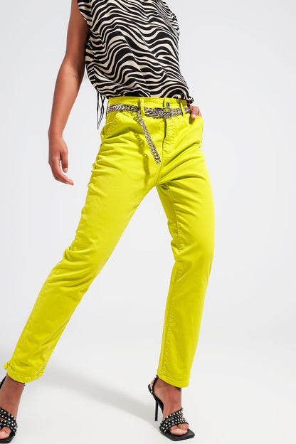 Pantalones amarillos de mezcla de algodón