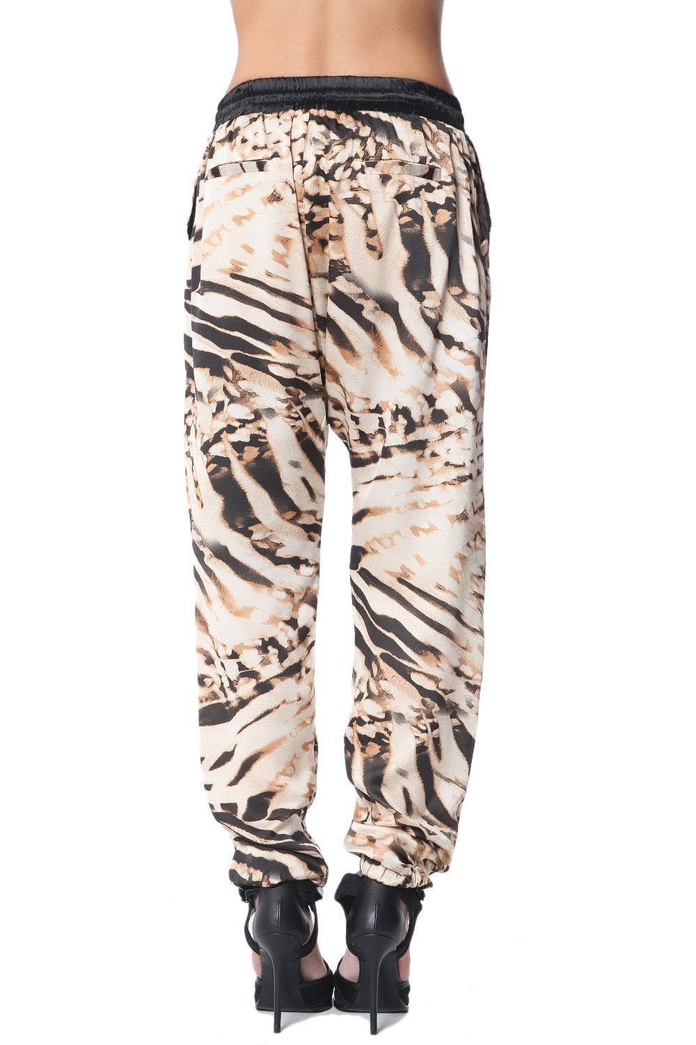 Pantalones baggy con estampado animal marron