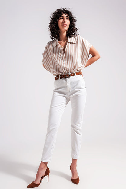 Pantalones blancos de mezcla de algodón