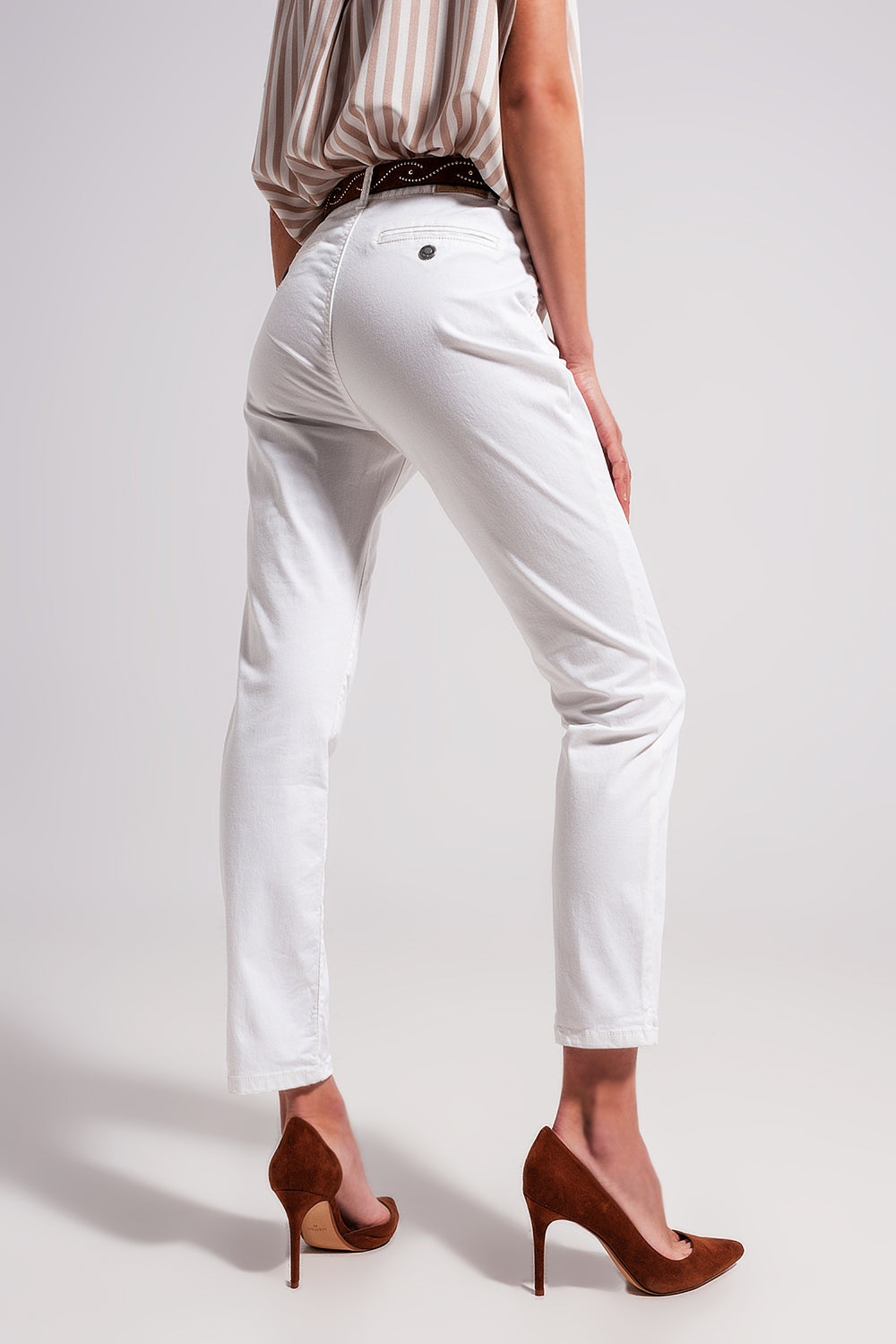 Pantalones blancos de mezcla de algodón