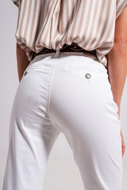 Pantalones blancos de mezcla de algodón