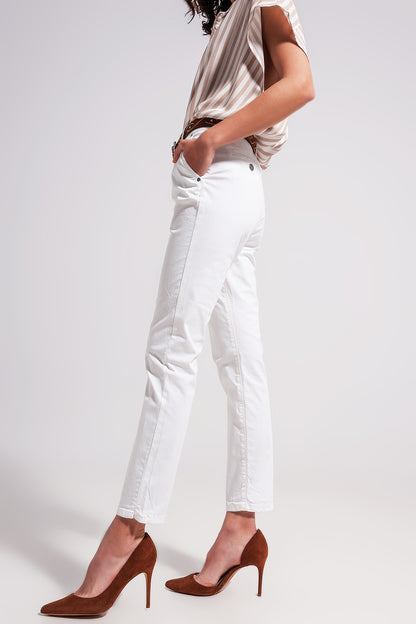 Pantalones blancos de mezcla de algodón