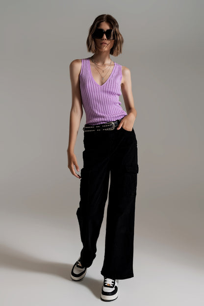 Pantalones cargo rectos en negro