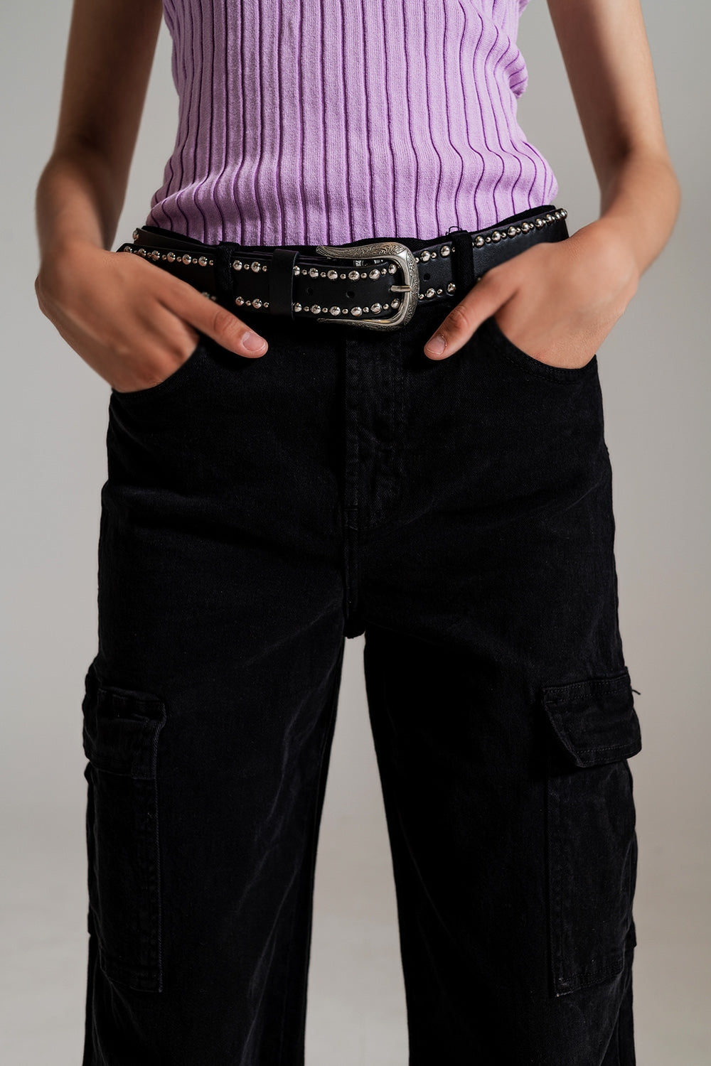 Pantalones cargo rectos en negro