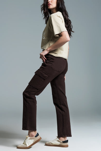 Pantalones cargo relajados en marrón oscuro