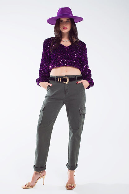 Pantalones cargo relajados en verde militar