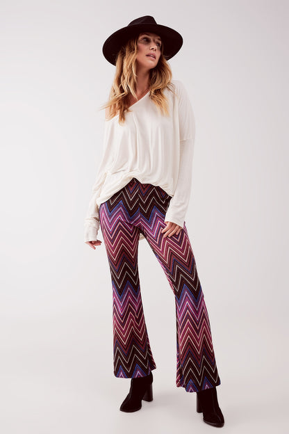 Pantalones con estampado geométrico fucsia