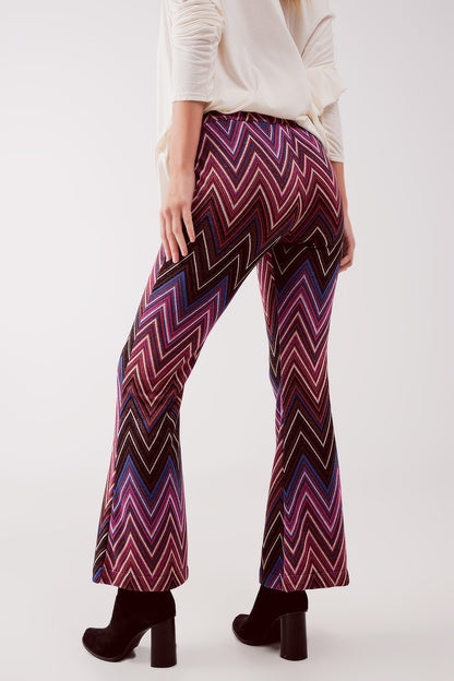 Pantalones con estampado geométrico fucsia