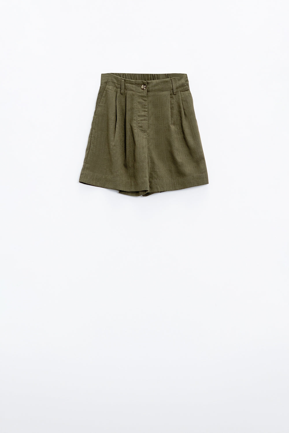 Pantalones cortos caqui con bolsillos y cintura elástica