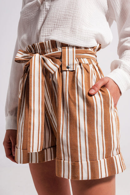 Pantalones cortos con cintura paperbag
