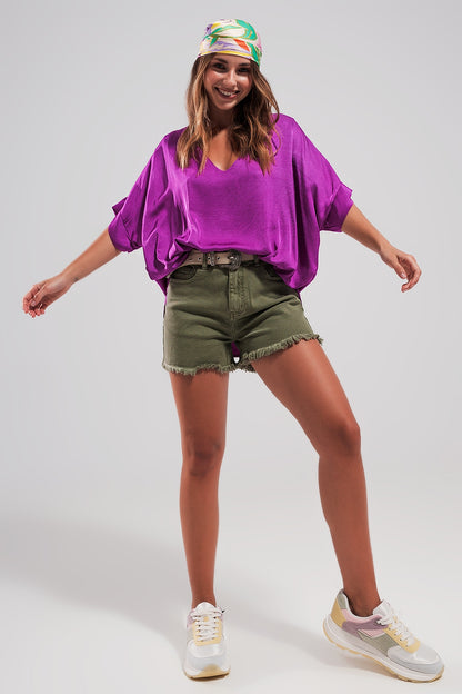 Pantalones cortos de color caqui