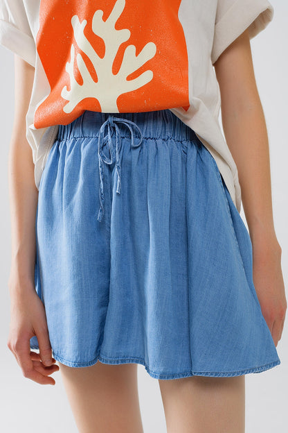 Pantalones cortos de Tencel vaqueros fluidos con bolsillos laterales