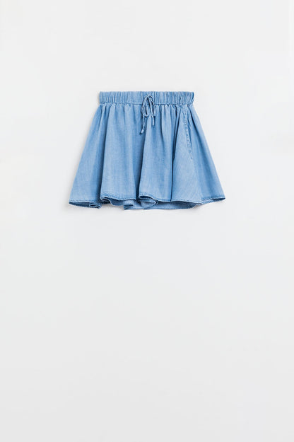 Pantalones cortos de Tencel vaqueros fluidos con bolsillos laterales