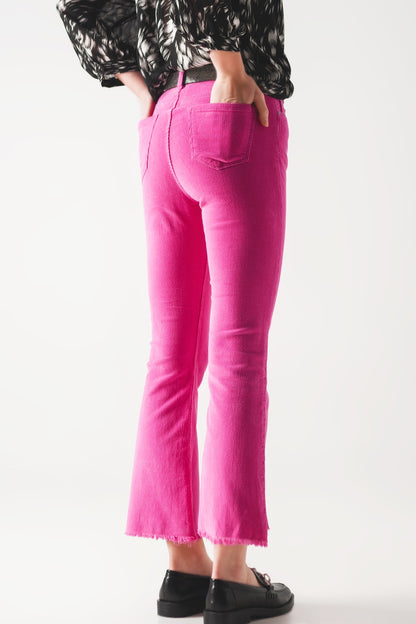 Pantalones de campana color fucshia de pana