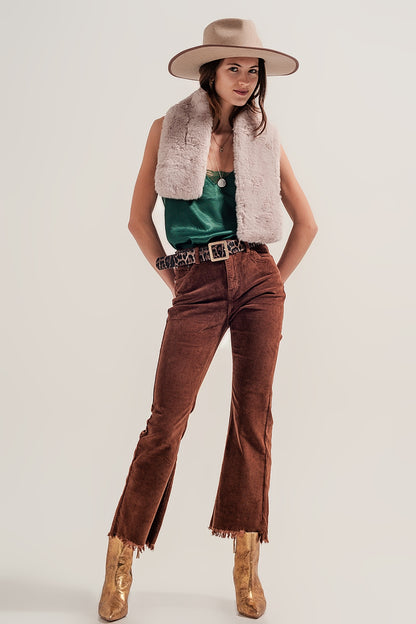 Pantalones de campana color marron de pana