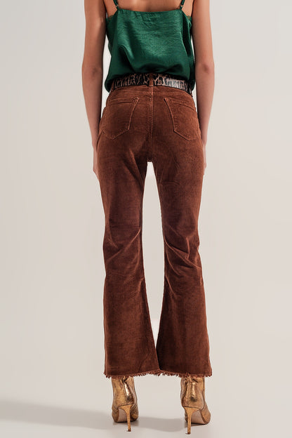 Pantalones de campana color marron de pana