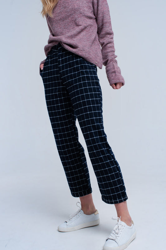 Q2 Pantalones de cuadros marino