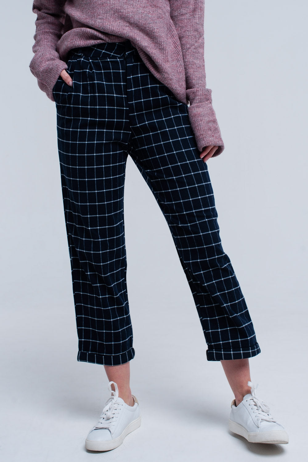 Pantalones de cuadros marino