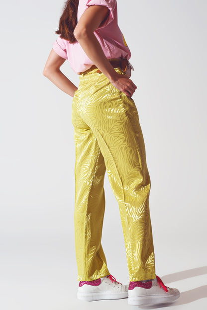 Pantalones de estampado de cebra de corte holgado en verde