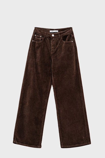 Q2 pantalones de pana en marrón oscuro