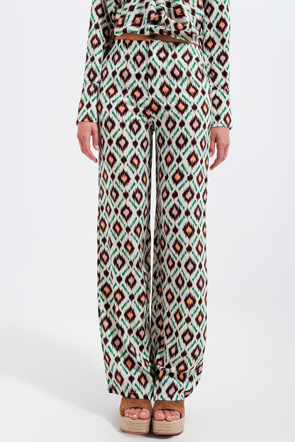 Q2 Pantalones de pernera ancha con estampado geométrico