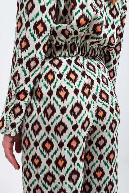 Pantalones de pernera ancha con estampado geométrico