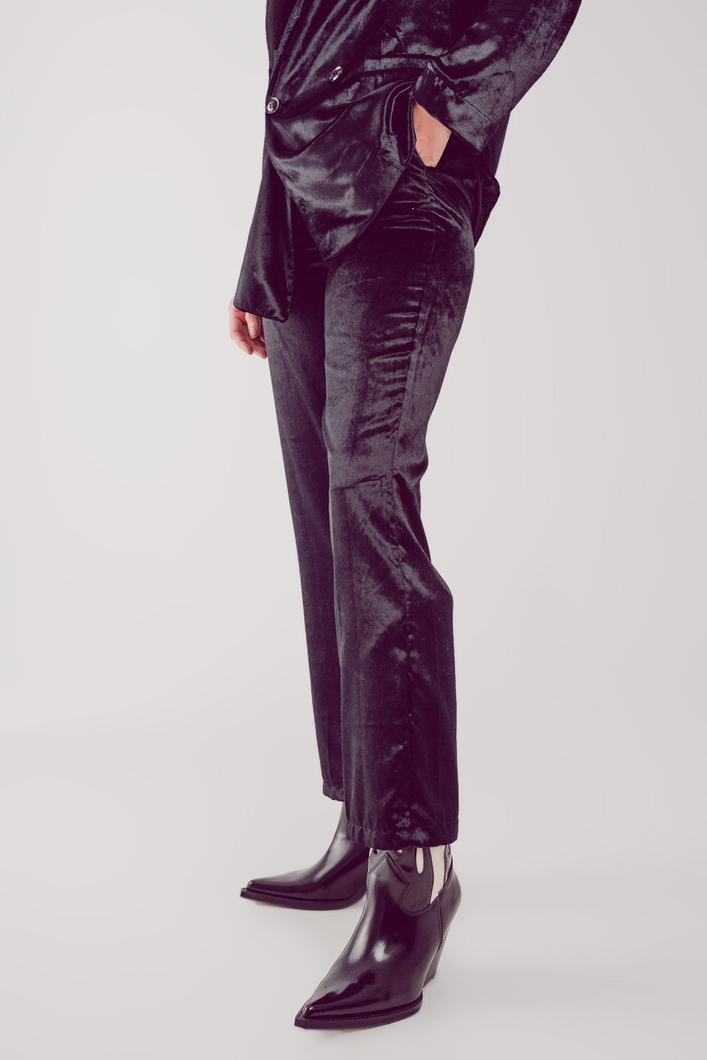 Pantalones de pernera recta en terciopelo negro