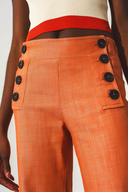 Pantalones  en naranja estilo marine con botones