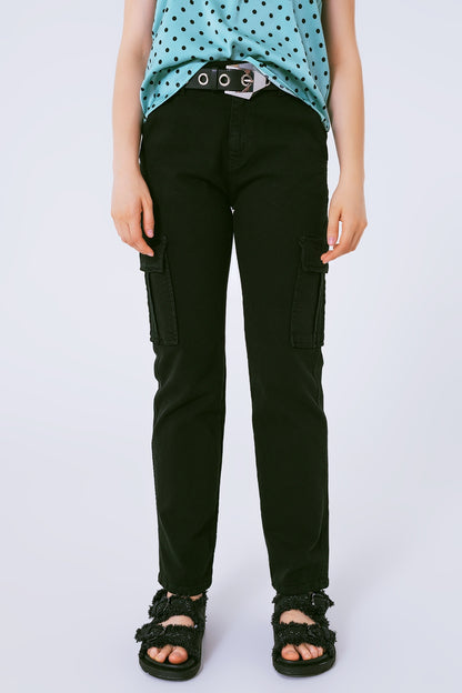 Pantalones estilo cargo en negro