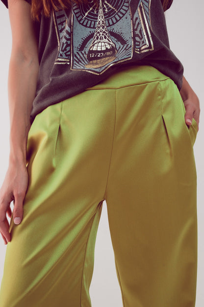 Pantalones lima de pernera ancha de satén